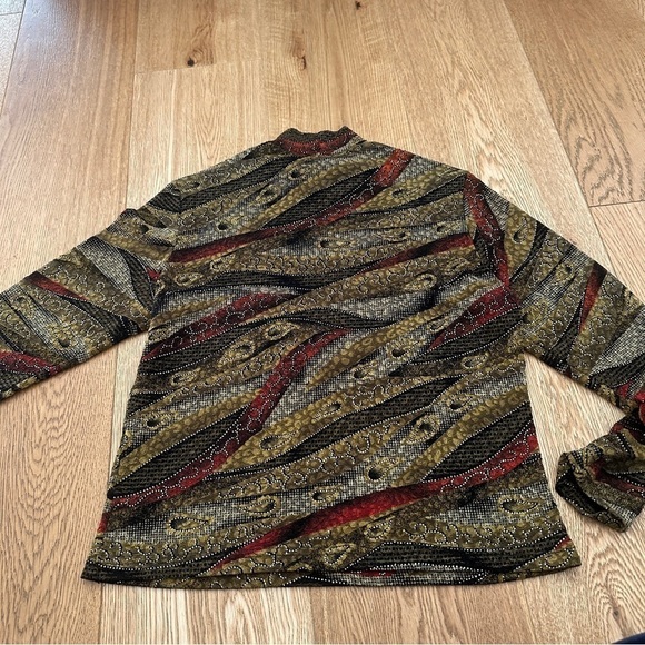 VINTAGE MOCK NECK LONG  SLEEVE TOP - Picture 5 of 9